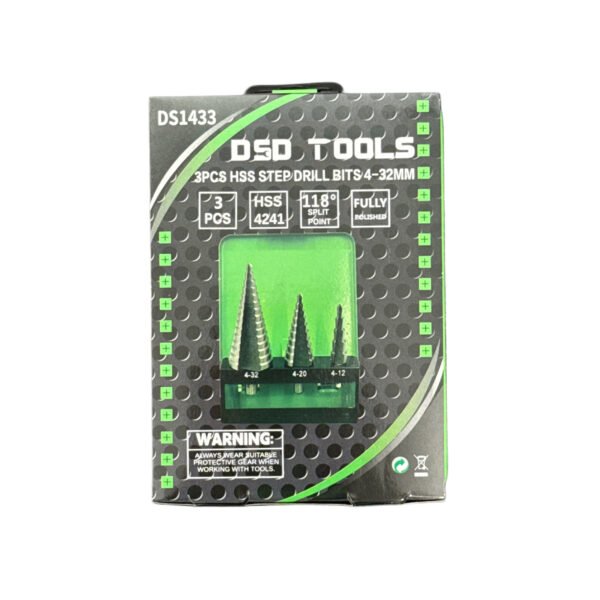 DSD TOOLS 3PCS HSS STEP DRILL BITS 4-32MM DS1433 - Image 2
