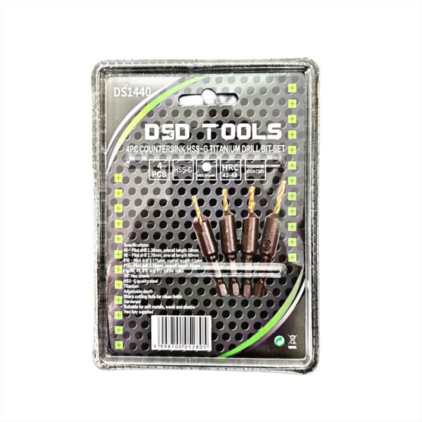 DSD TOOLS 4PC COUNTERSINK HSS-G TITANIUM DRILL BIT SET DS1440 - Image 2