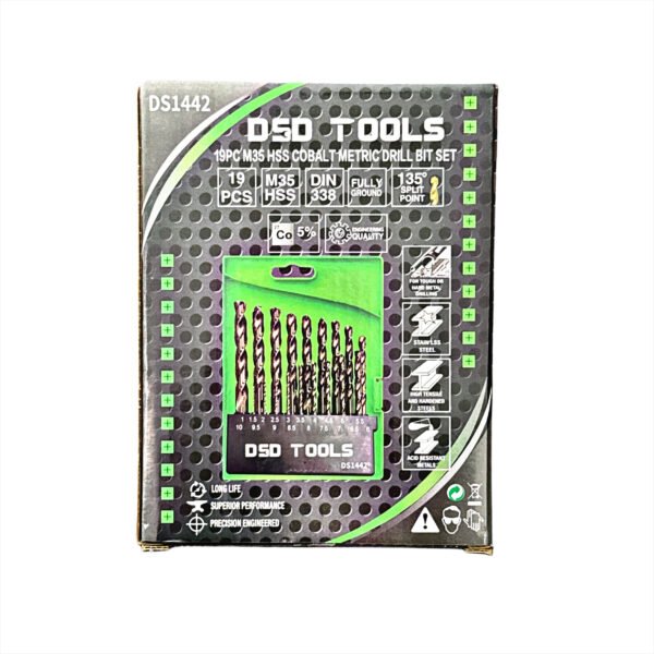 DSD TOOLS 19PC HSS COBALT METRIC DRILL BIT SET 1 – 10MM DS1442 - Image 2