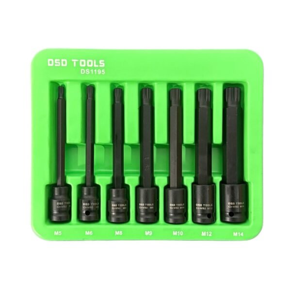 DSD TOOLS 7pc 3/8" DR Extra Long Impact Spline Bit Socket Set DS1195