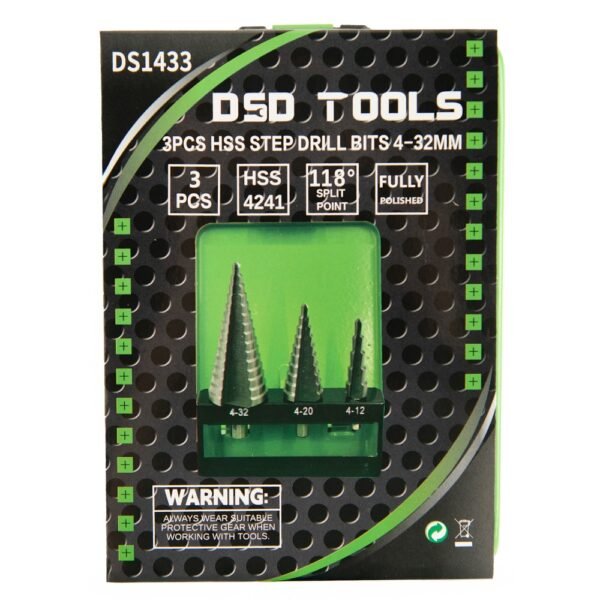 DSD TOOLS 3PCS HSS STEP DRILL BITS 4-32MM DS1433 - Image 4