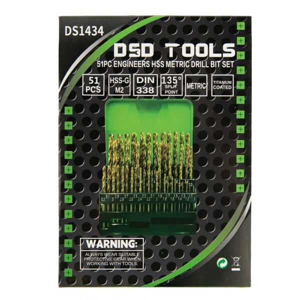 DSD TOOLS 51PC ENGINEERS HSS METRIC DRILL BIT SET 1MM – 6MM DS1434 - Image 5