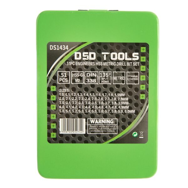 DSD TOOLS 51PC ENGINEERS HSS METRIC DRILL BIT SET 1MM – 6MM DS1434 - Image 4