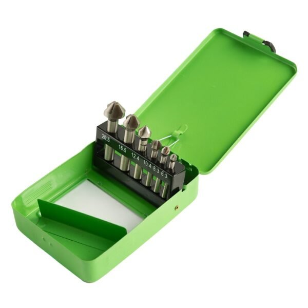 DSD TOOLS 6PC TAPERED COUNTERSINK SET HSS 6.3 – 20.5MM in a GREEN CASE DS1435 - Image 2