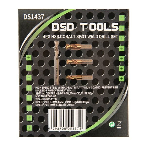 DSD TOOLS 4PC HSS COBALT SPOT WELD DRILL SET DS1437 - Image 3