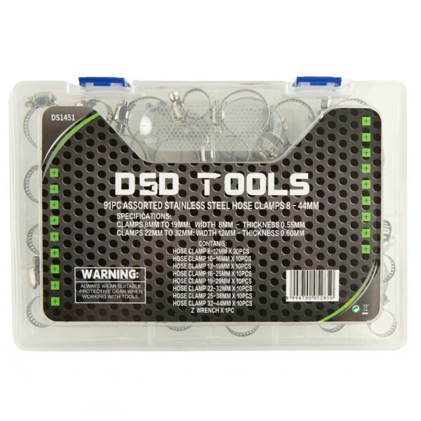 DSD TOOLS 91PC ASSORTED STAINLESS STEEL HOSE CLAMPS 8 – 44MM DS1451 - Image 3