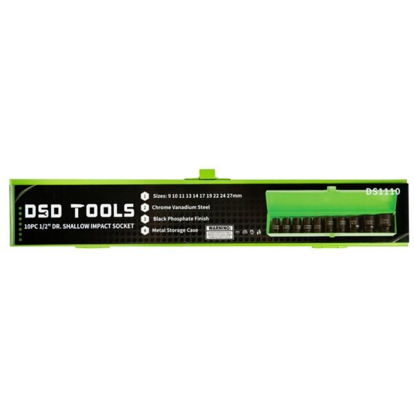 DSD TOOLS 10pc 1/2" DR Shallow Impact Socket Metric DS1110 - Image 5