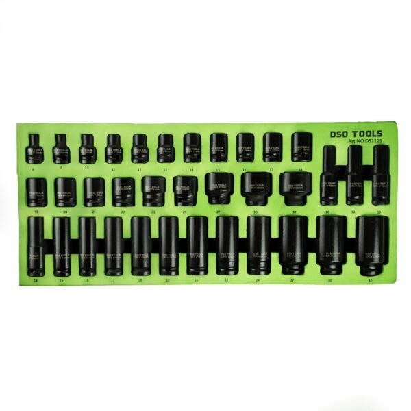 DSD TOOLS 35PC 1/2" DR 6PT METRIC SHALLOW AND DEEP IMPACT SOCKET SET DS1125