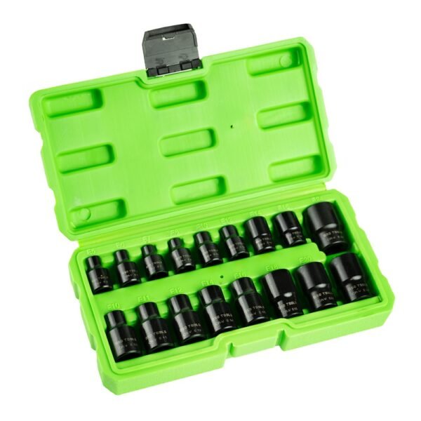 DSD TOOLS 17pc 3/8" 1/2" DR Impact E Star Sockets DS1175 - Image 2