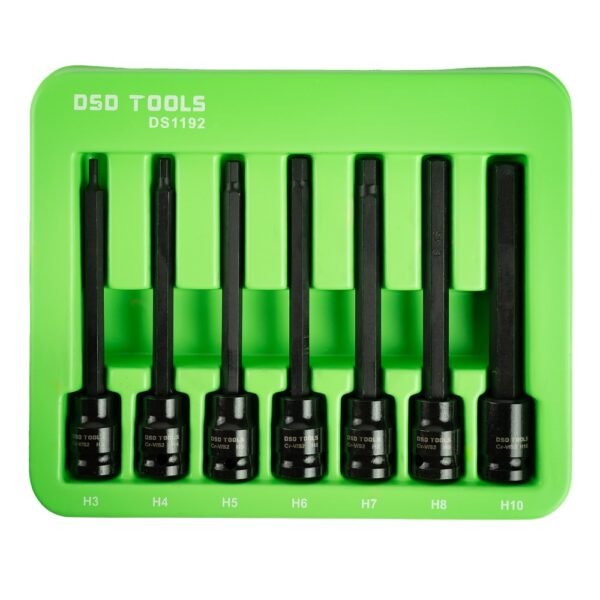 DSD TOOLS 7pc 3/8" DR Extra Long Impact Hex Bit Socket Set DS1192