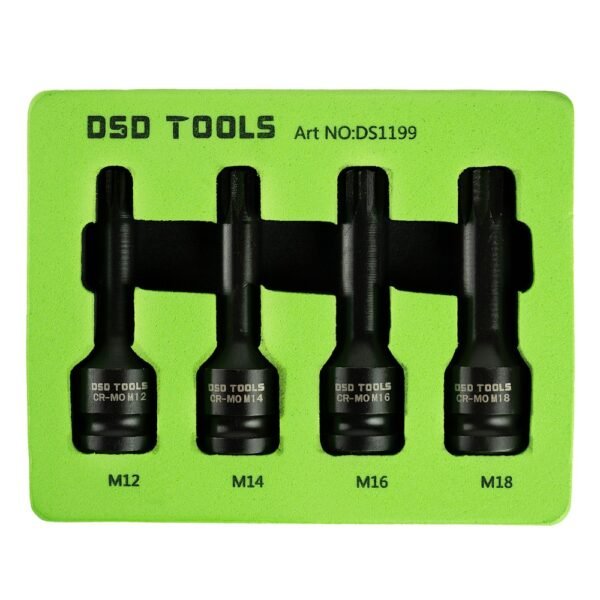 DSD TOOLS 4pc 1/2" DR Impact Spline Bit Sockets For Vag DS1199