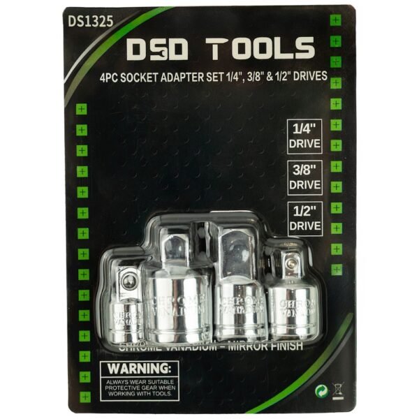 DSD TOOLS 4pc Socket Adapter Set 1/4", 3/8" & 1/2" Drives DS1325 - Image 3