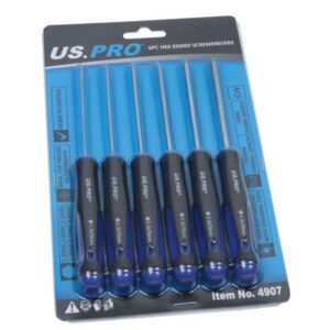 US PRO TOOLS 6PC HEX ENDED SCREWDRIVERS 1.5MM - 4.0MM 4907