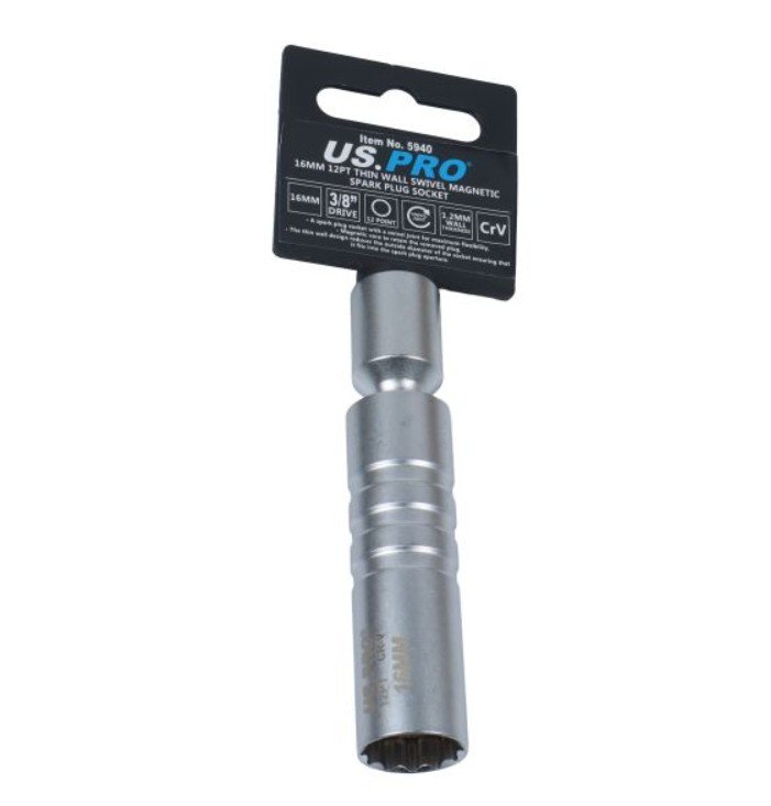 US PRO 16MM 12PT THIN WALL SWIVEL MAGNETIC SPARK PLUG SOCKET 5940 - Image 2