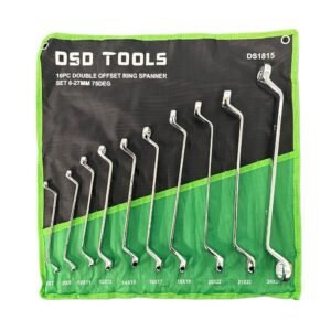 DSD TOOLS 10PC DOUBLE OFFSET RING SPANNER SET 6-27MM 75DEG DS1815