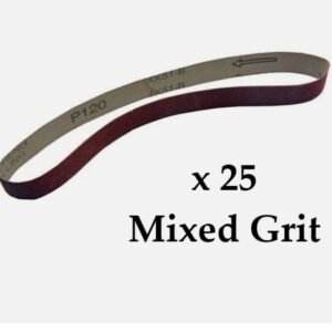 VEWERK Air Belt Sander 25 Pack 20mm x 520mm Aluminium Oxide Sanding Belts 8026