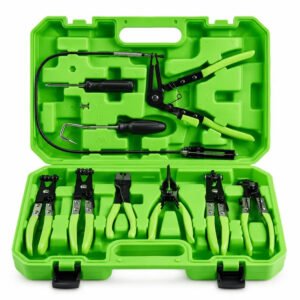DSD TOOLS Tools 9pc Auto Hose Clamp Removal Clip Fixings Pliers Set Green DS1011