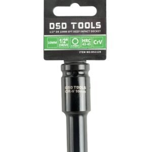 DSD TOOLS 1/2" Dr 10mm 6pt Deep Impact Socket DS1129