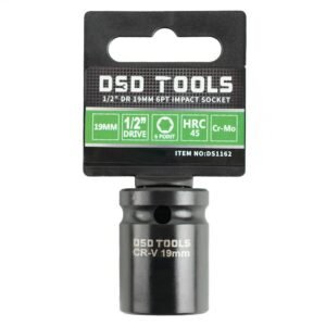 DSD TOOLS 1/2" DR 19mm 6PT Impact Socket Euro Style DS1162