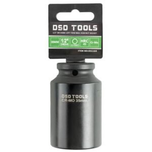 DSD TOOLS 1/2" DR 35mm 12PT Thin Wall Hub Nut Socket DS1164