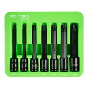 DSD TOOLS 7pc 3/8" DR Extra Long Impact Spline Bit Socket Set DS1195