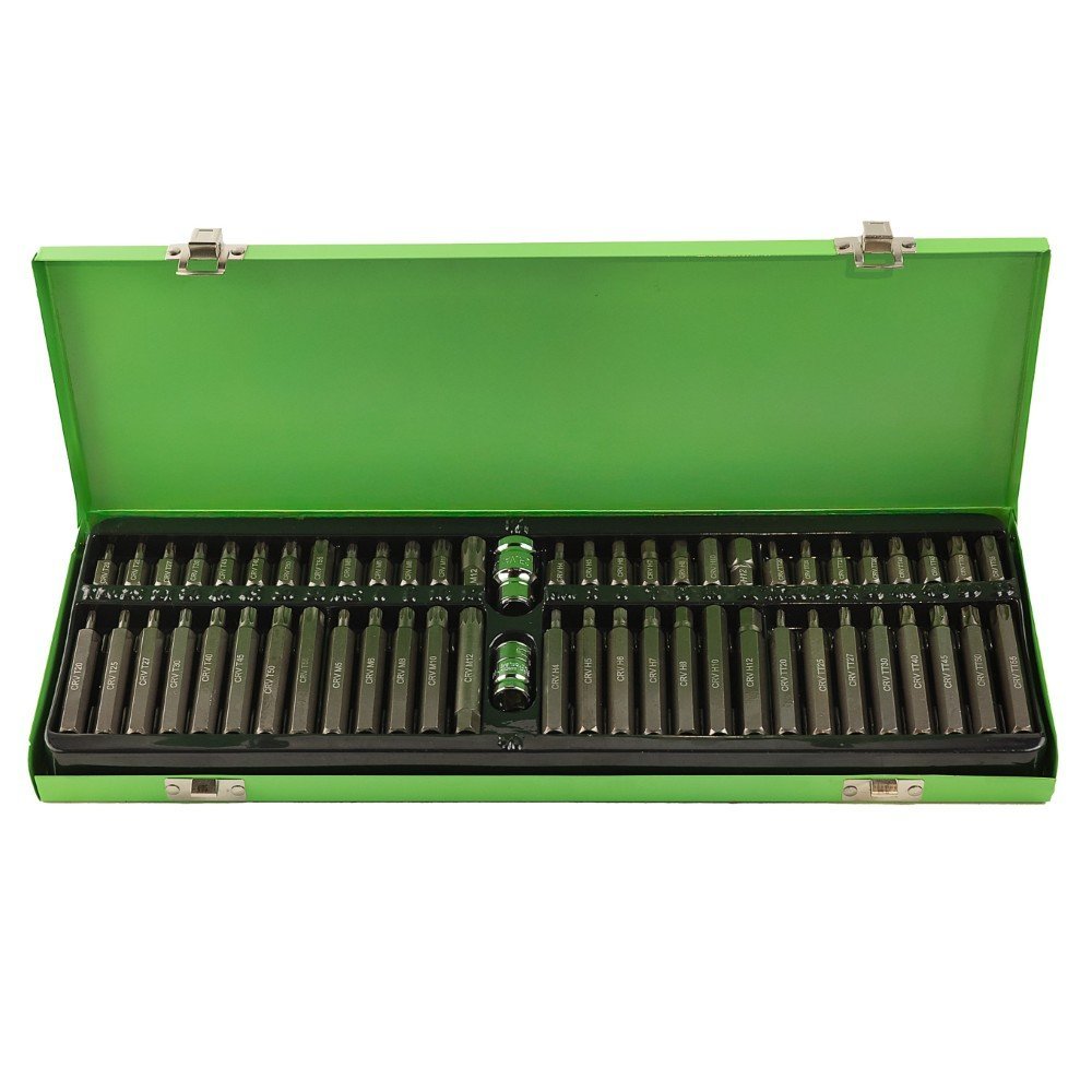 DSD TOOLS 58pc Hex, Torx & Spline Bit Set with 1/2″ & 3/8″ Drive Adapters DS1208
