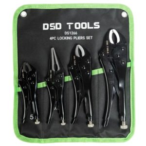 DSD TOOLS 4pc Locking Pliers Set - 3 Round + 1 Straight Jaw DS1266