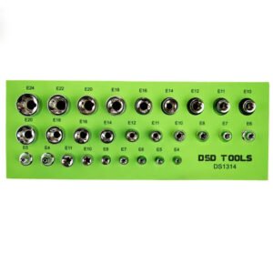 DSD TOOLS 28pc 1/4" & 3/8" & 1/2" DR E Star Sockets DS1314