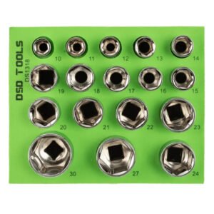 DSD TOOLS 17pc 1/2 DR 6PT Shallow Sockets 10 - 30mm DS1318