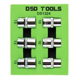 DSD TOOLS 6pc 3/8" DR 10mm + 13mm 6PT Shallow Sockets DS1324