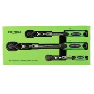 DSD TOOLS 3pc Flexible Extendable Ratchet Set 1/4", 3/8" & 1/2" Drives DS1371