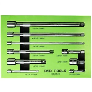 DSD TOOLS 9PC EXTENSION BAR SET – 1/4″ 3/8″ 1/2″ DRIVES DS1478