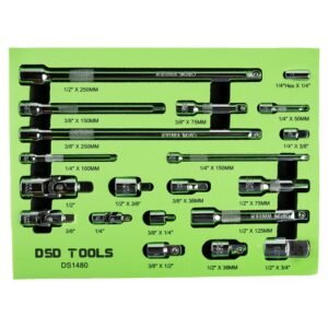 DSD TOOLS 20PC EXTENSION BAR & ADAPTER SET – 1/4″ 3/8″ 1/2″ DRIVES DS1480