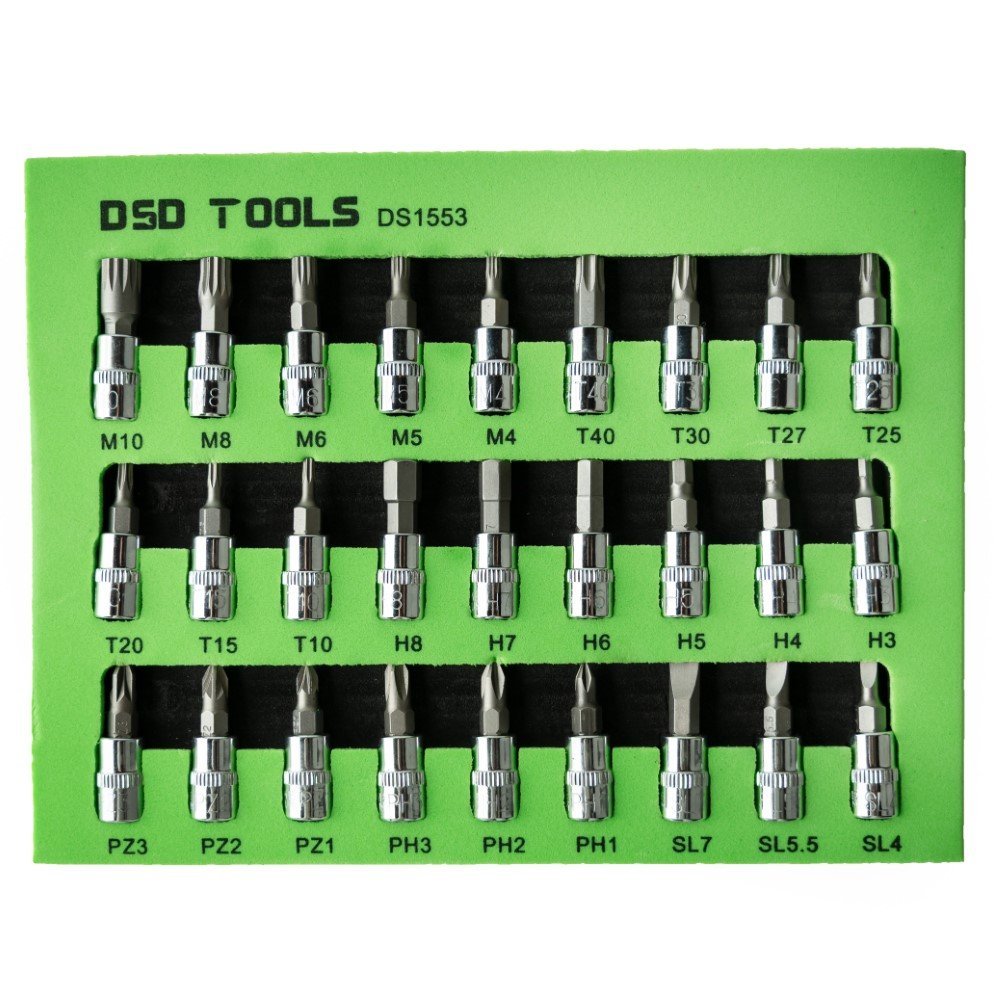 DSD TOOLS 27PC 1/4″ DR 38MM MIXED BIT SOCKETS DS1553