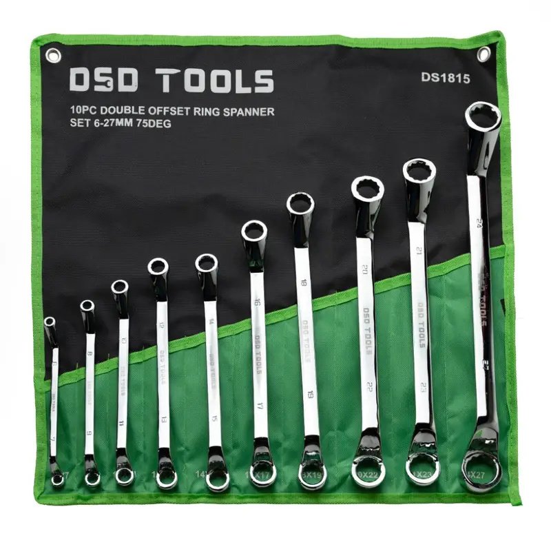 DSD TOOLS 10PC DOUBLE OFFSET RING SPANNER SET 6-27MM 75DEG DS1815