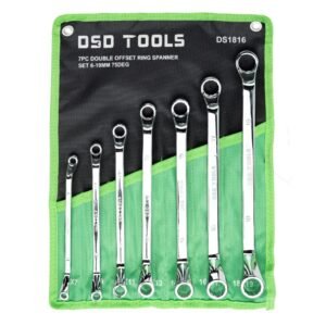 DSD TOOLS 7PC DOUBLE OFFSET RING SPANNER SET 6-19MM 75DEG DS1816