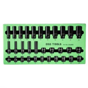 DSD TOOLS 32PC 3/8″ DR 6PT DEEP & SHALLOW IMPACT SOCKETS 7MM TO 22MM DS2006