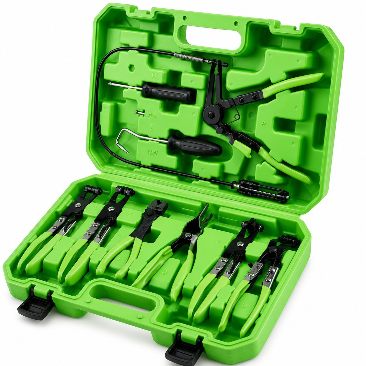 DSD TOOLS Tools 9pc Auto Hose Clamp Removal Clip Fixings Pliers Set Green DS1011 - Image 2