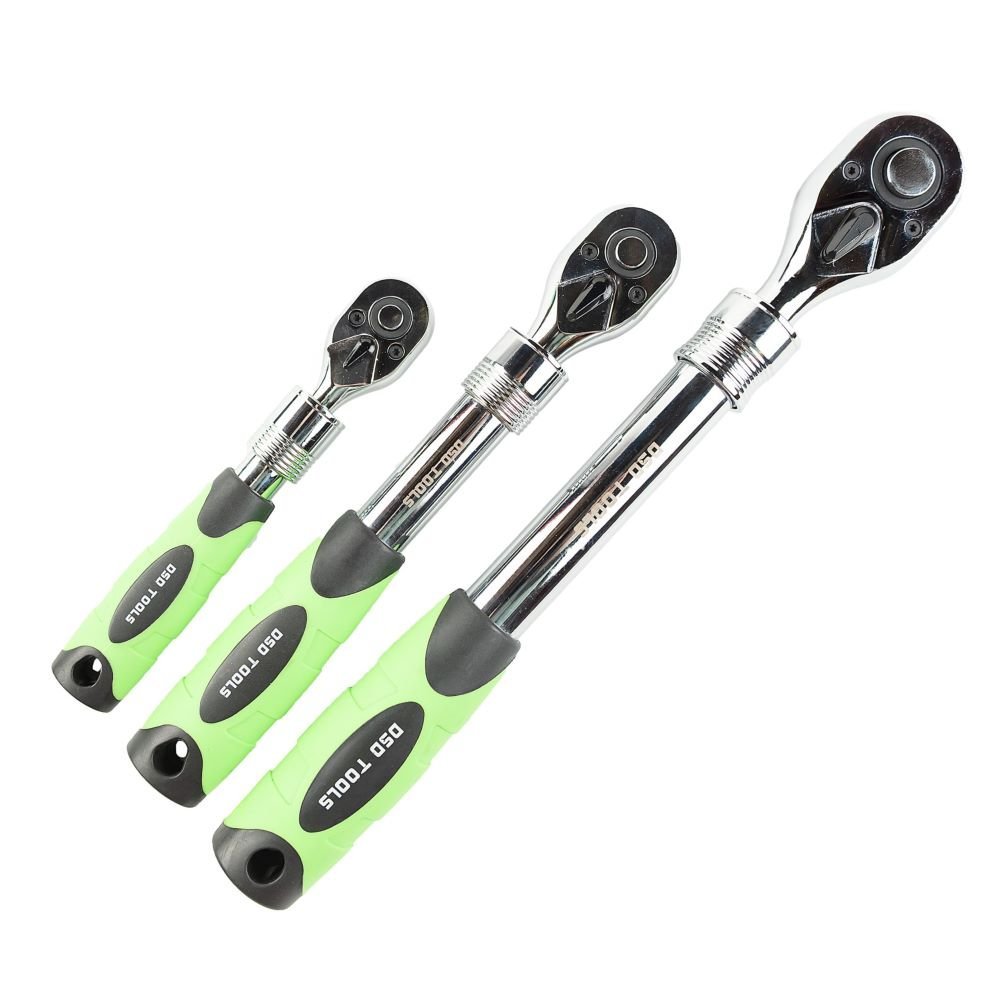 DSD TOOLS 3pc Extendable Ratchet Set 1/4", 3/8" & 1/2" Drives DS1085 - Image 2