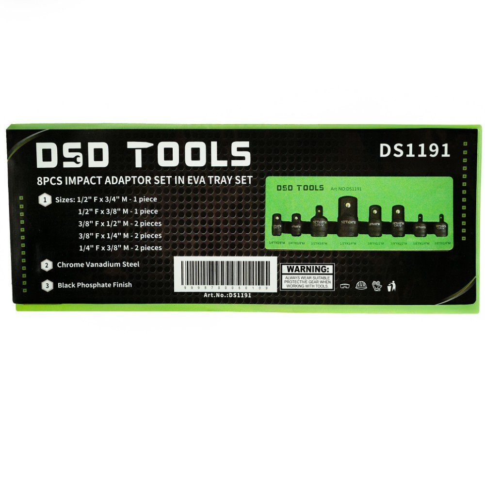 DSD TOOLS 8pcs Impact Adaptor Set in Eva Tray DS1191 - Image 2