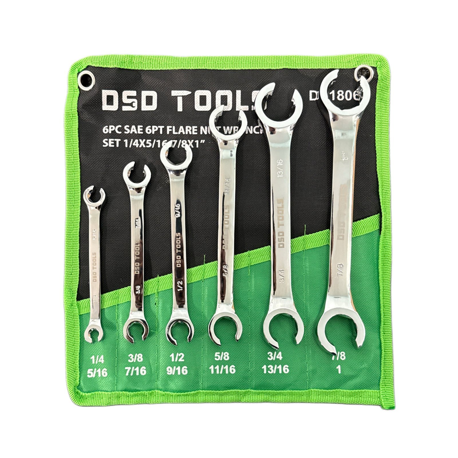 DSD TOOLS 6PC SAE 6PT FLARE NUT WRENCH SET DS1806 - Image 2