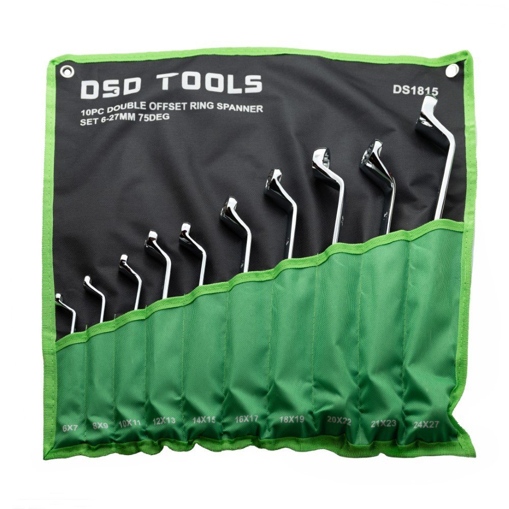 DSD TOOLS 10PC DOUBLE OFFSET RING SPANNER SET 6-27MM 75DEG DS1815 - Image 2