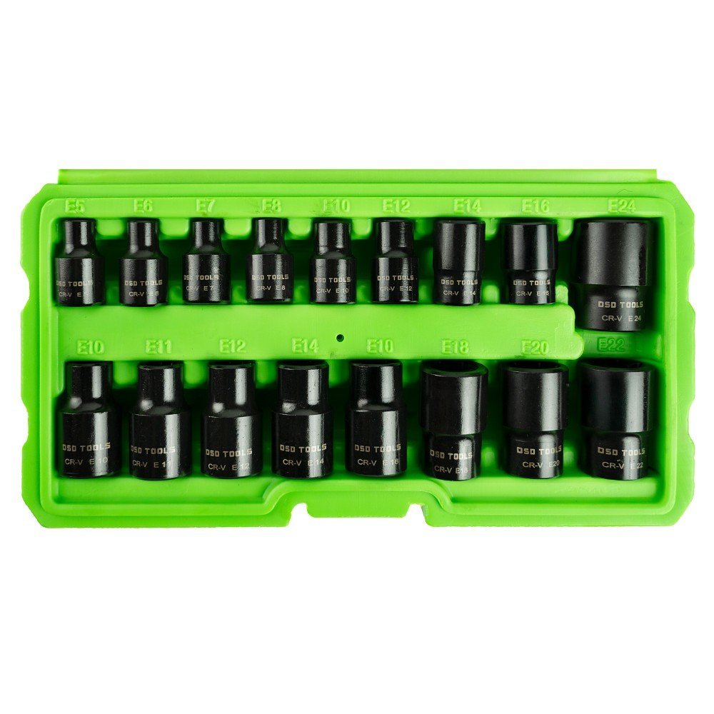 DSD TOOLS 17pc 3/8" 1/2" DR Impact E Star Sockets DS1175 - Image 3