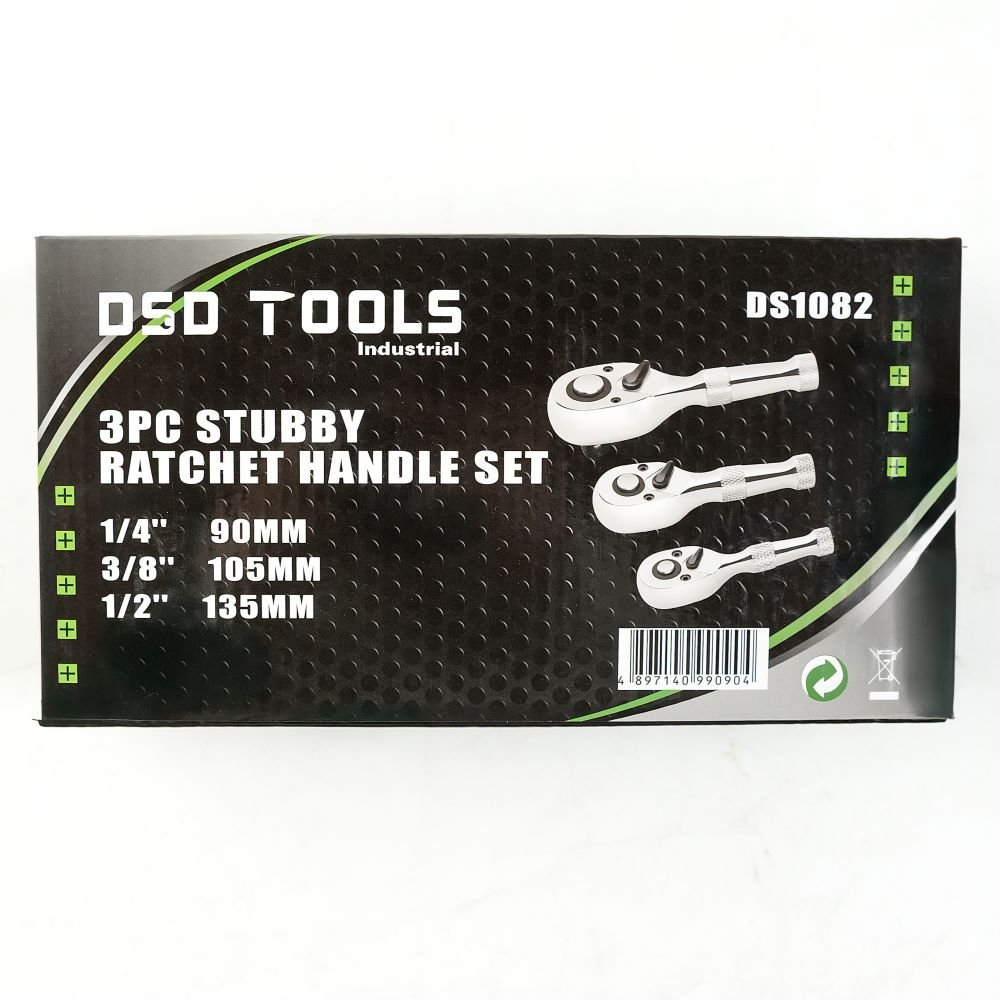 DSD TOOLS 3pc Stubby Ratchet Handle Set DS1082 - Image 4