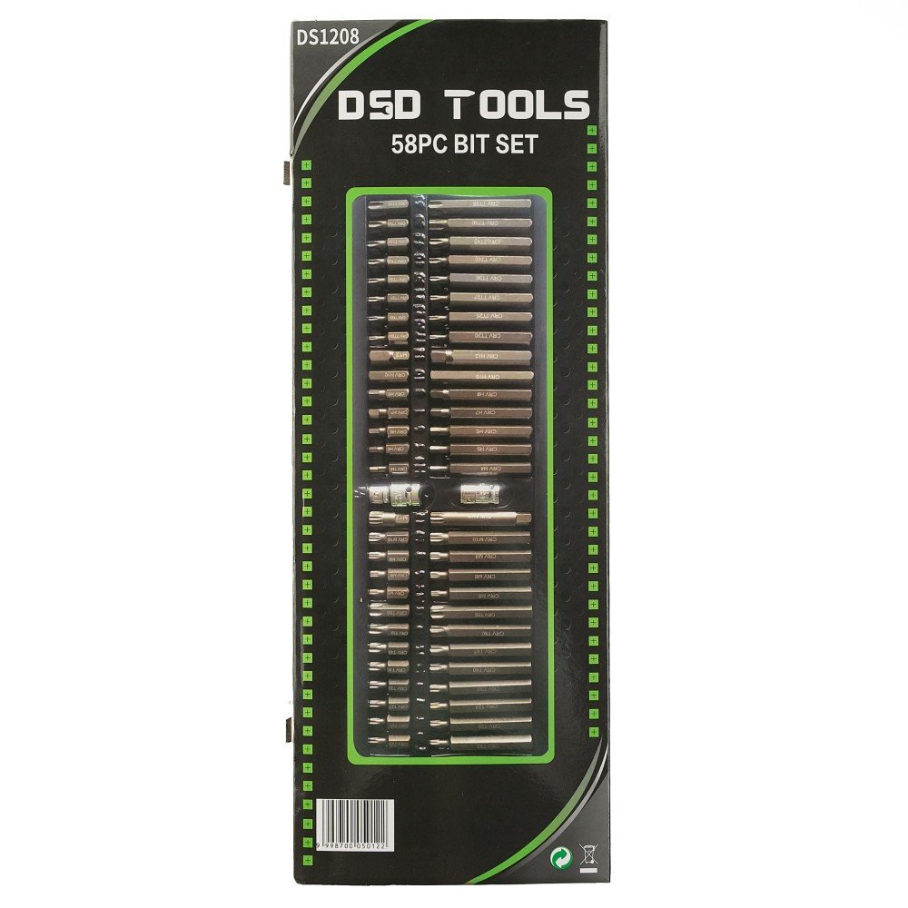 DSD TOOLS 58pc Hex, Torx & Spline Bit Set with 1/2″ & 3/8″ Drive Adapters DS1208 - Image 4