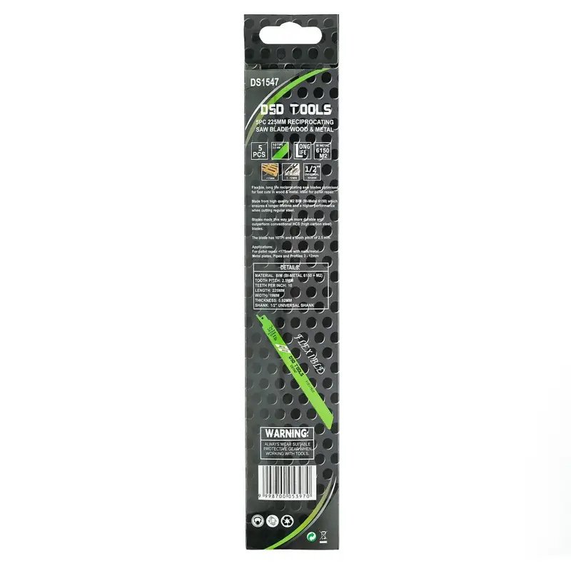 DSD TOOLS 5PC 225MM RECIPROCATING SAW BLADE WOOD / METAL DS1547 - Image 4