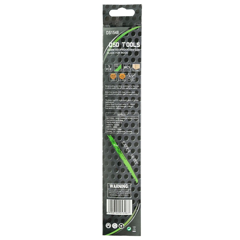 DSD TOOLS 5PC 240MM RECIPROCATING SAW BLADE FOR WOOD DS1548 - Image 4