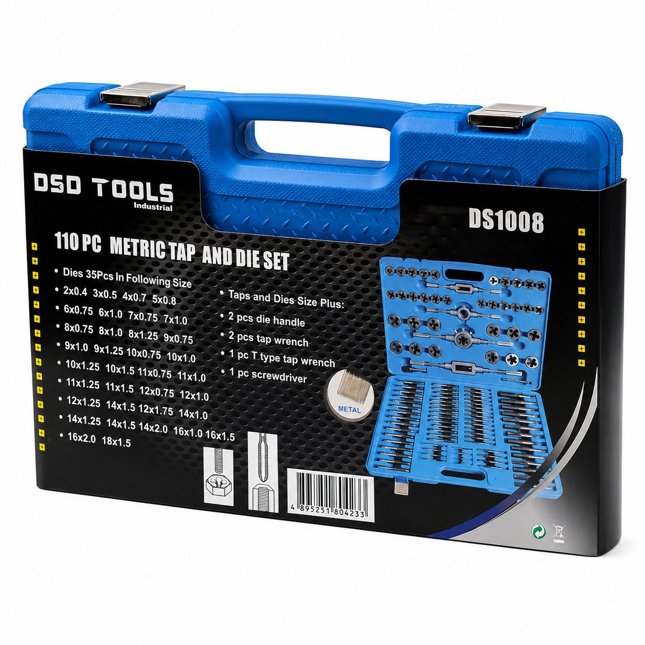 DSD TOOLS 110pc Metric Tap and Die Set Kit, 2mm to 18mm, Thread Cutting DS1008 - Image 5