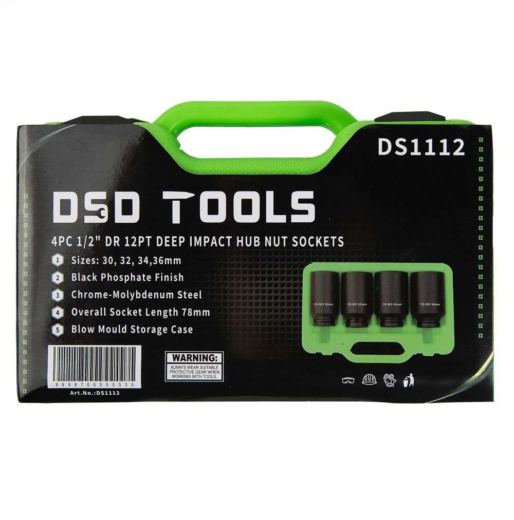 DSD TOOLS 4pc 1/2" DR 12PT Deep Impact Hub Nut Sockets DS1112 - Image 5