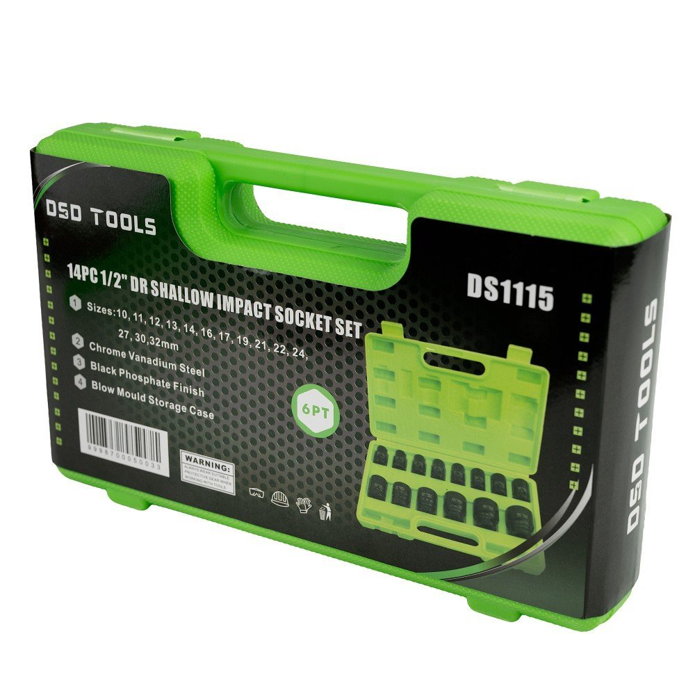 DSD TOOLS 14pc 1/2" DR Shallow Impact Sockets Metric DS1115 - Image 5